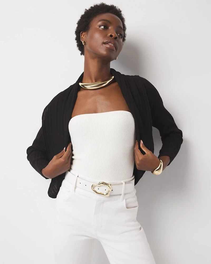 Crinkle Knit Cocoon Sweater