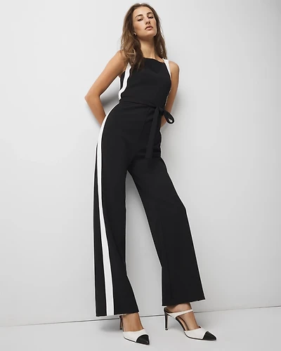 Petite Contrast Trim Wide Leg Jumpsuit