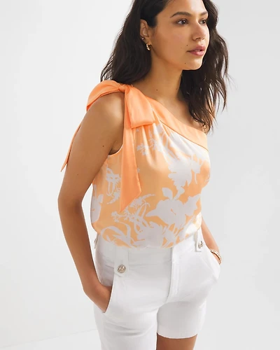 One Shoulder Satin Top