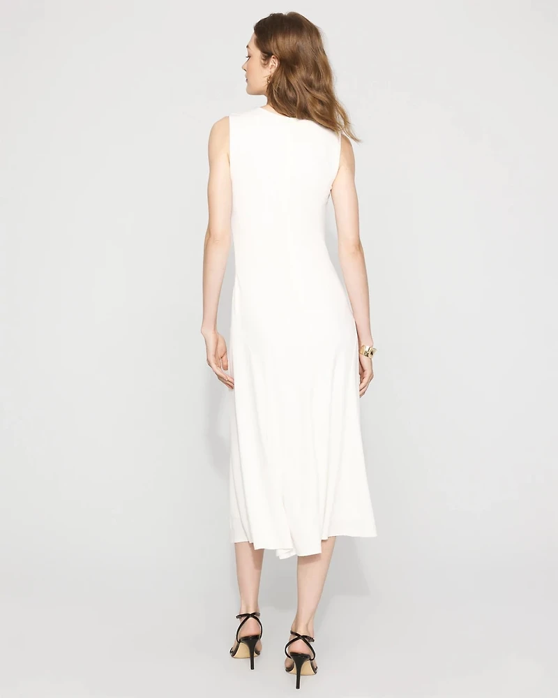 Twist-Neck Cutout Midi Dress