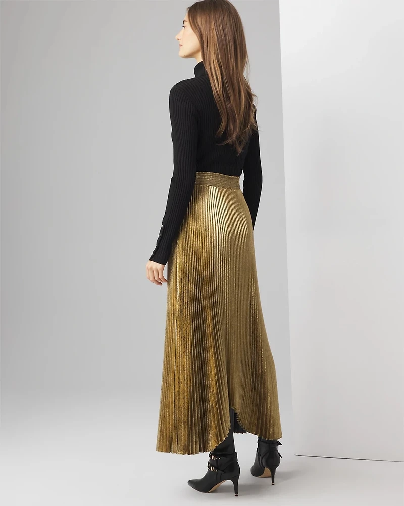 Metallic Pleated Skirt