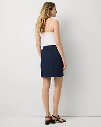 Denim-Look Tailored Pencil Skirt