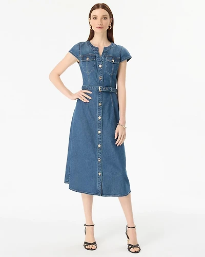 Denim Midi Shirt Dress