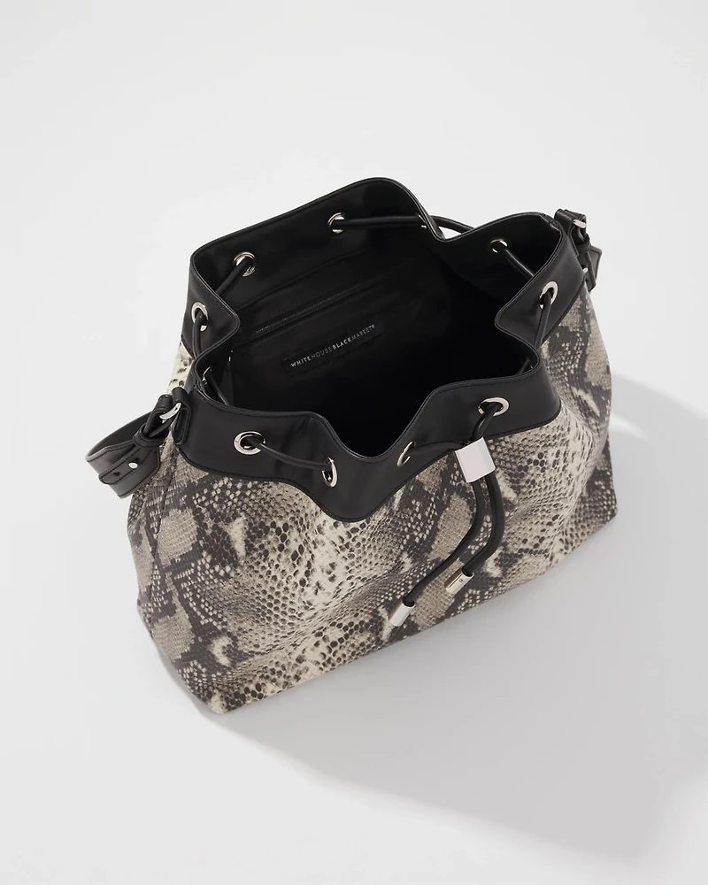 Python Drawstring Bucket Bag