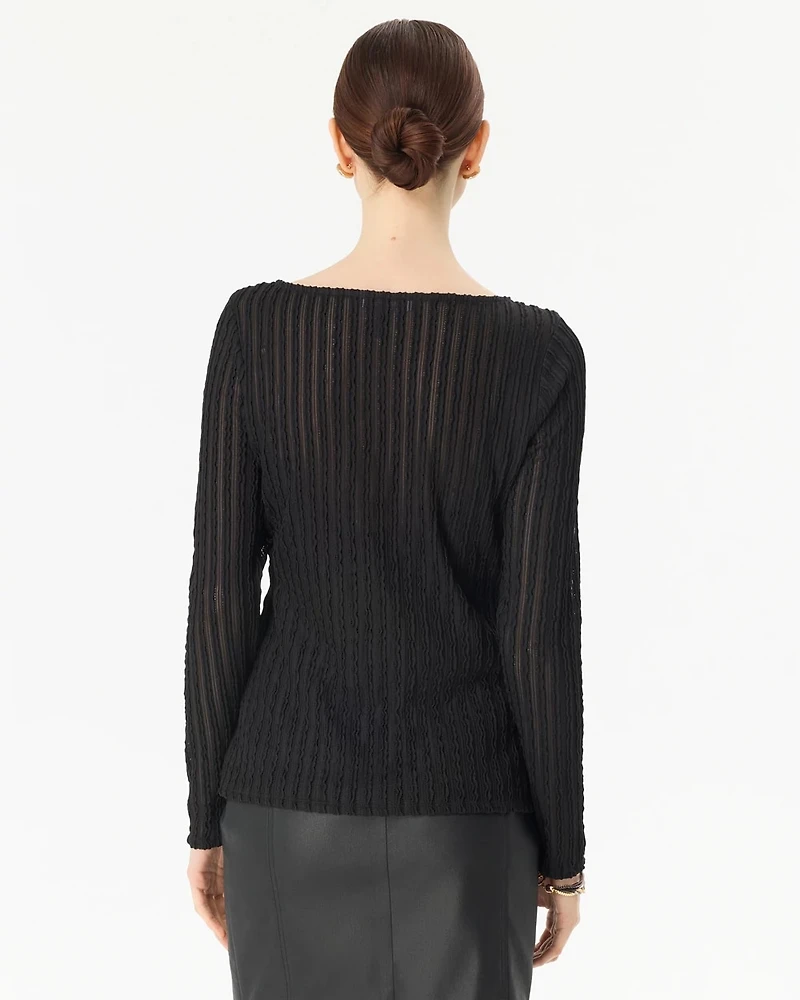 Textured Long Sleeve Top