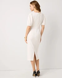 Petite Knit Crepe Sheath Midi Dress