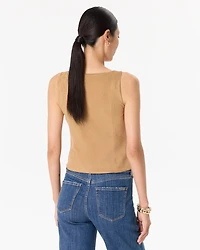 Square Neck Faux Suede Vest