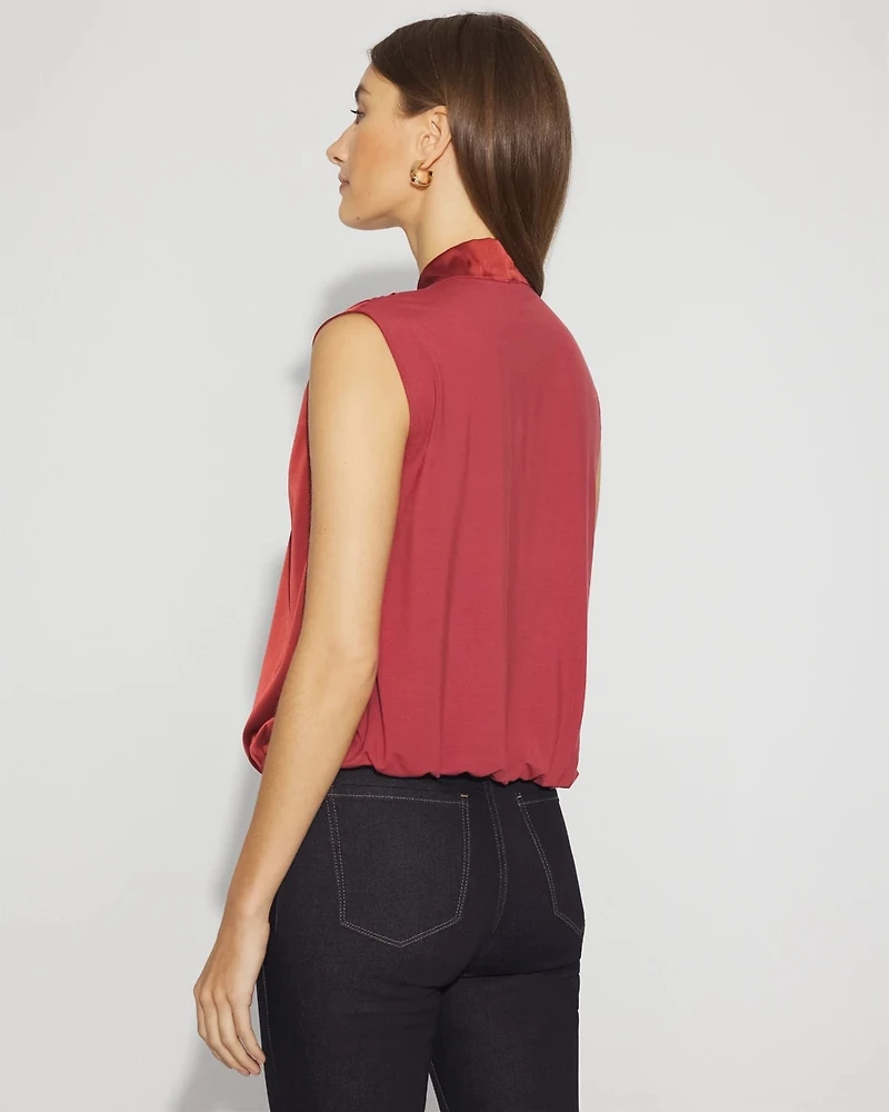 Bubble Hem Tie-Neck Shell
