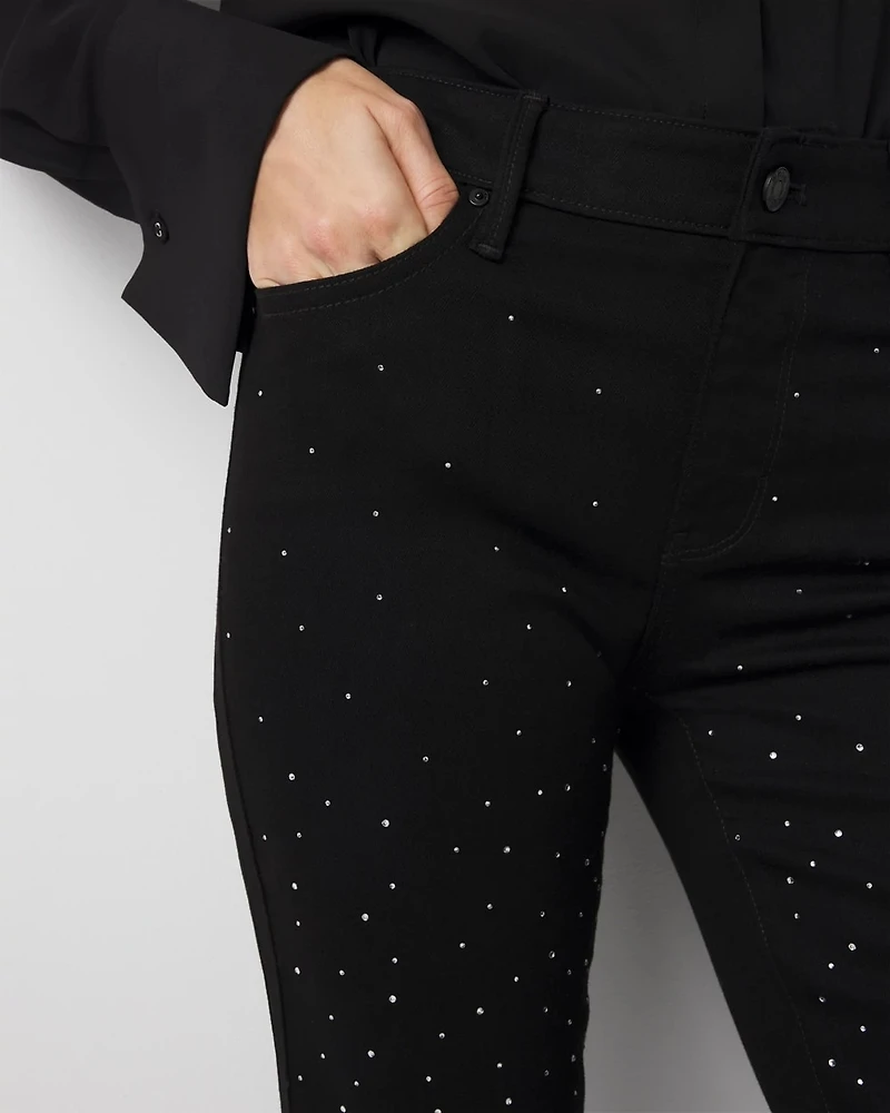 Embellished Mid Rise Slim Jean