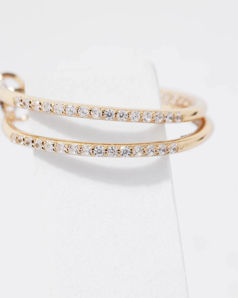 Gold Small Pave Hoop Earring