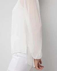 Sheer Beaded Trim Blouse