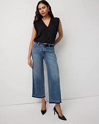 Raw Hem High Rise Wide Leg Jean