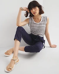 Pret High-Rise Belted Straight Cropped Pant