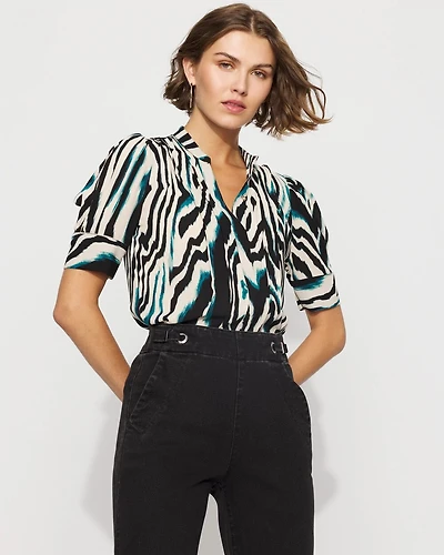 Elbow Sleeve Y-Neck Shirt