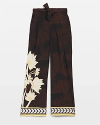 Matte Jersey Wide-Leg Embellished Hem Pant