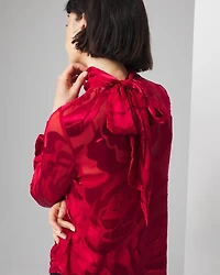 Rose Print Burnout Blouse