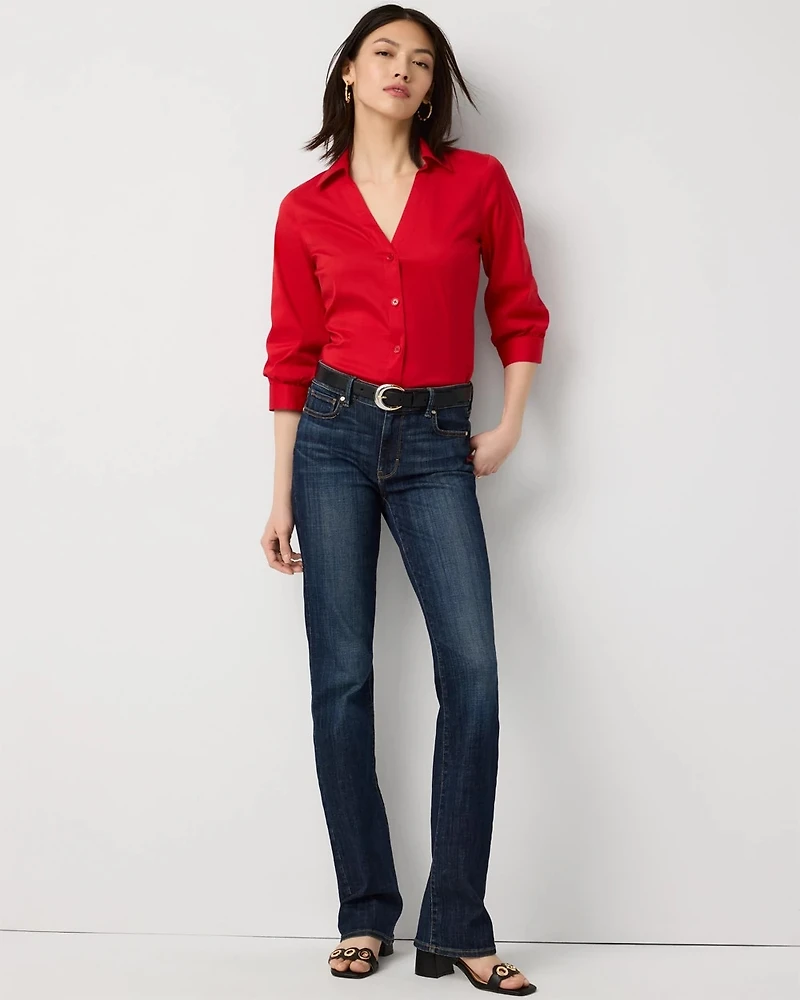 Elbow Sleeve Poplin Shirt