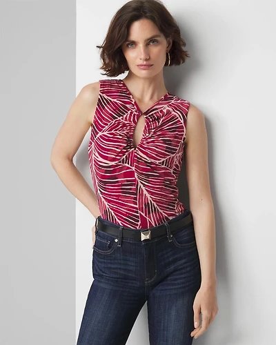 Matte Jersey Ruched Keyhole Tank