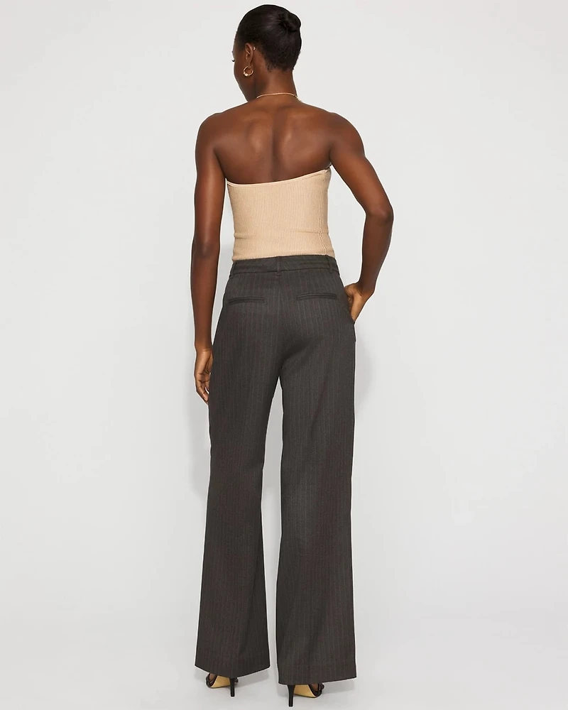 High-Rise Pinstriped Wide-Leg Pant