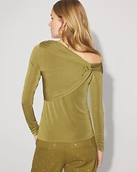 Draped Jersey Top with Twist Details