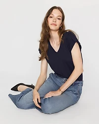 V-Neck Tee with Epaulets