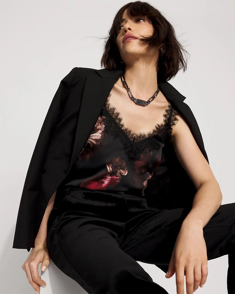 Lace Trimmed Satin Camisole