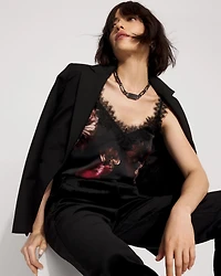 Lace Trimmed Satin Camisole