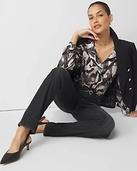 Abstract Print Shirt with Shadow Stripe