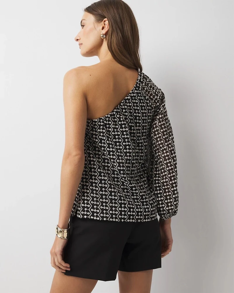 One-Shoulder Embroidered Blouse