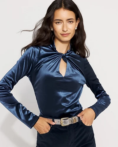 WHBM FORME™ Twist Neck Velvet Top