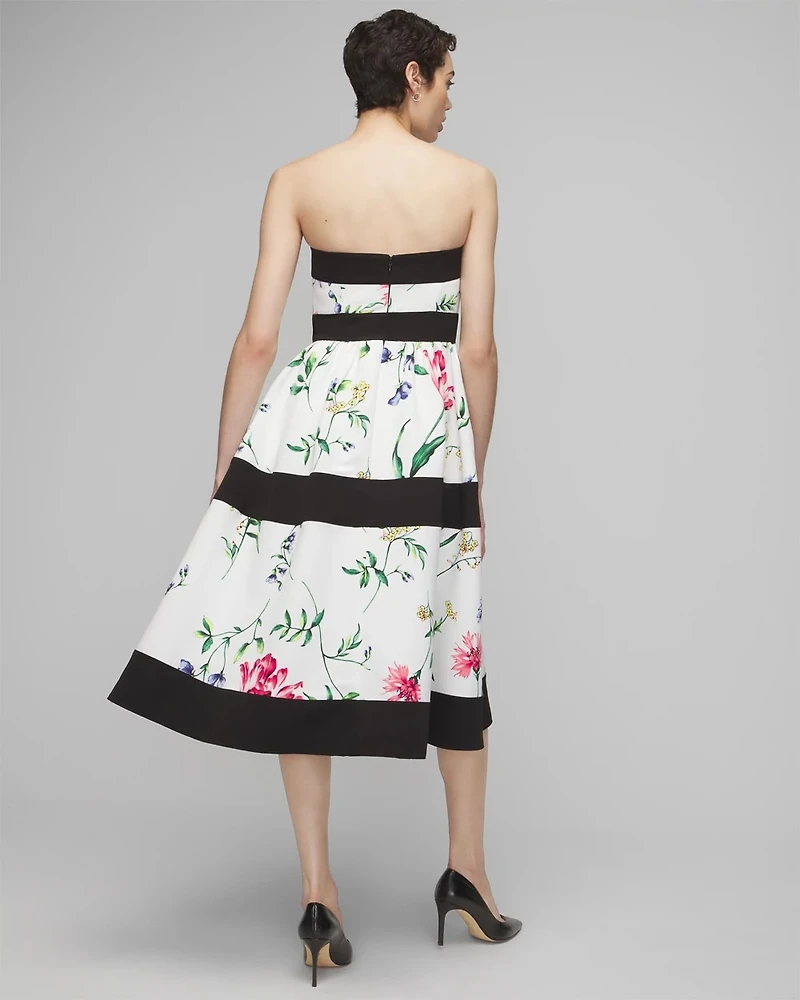 Petite Strapless Floral Contrast Fit & Flare Dress