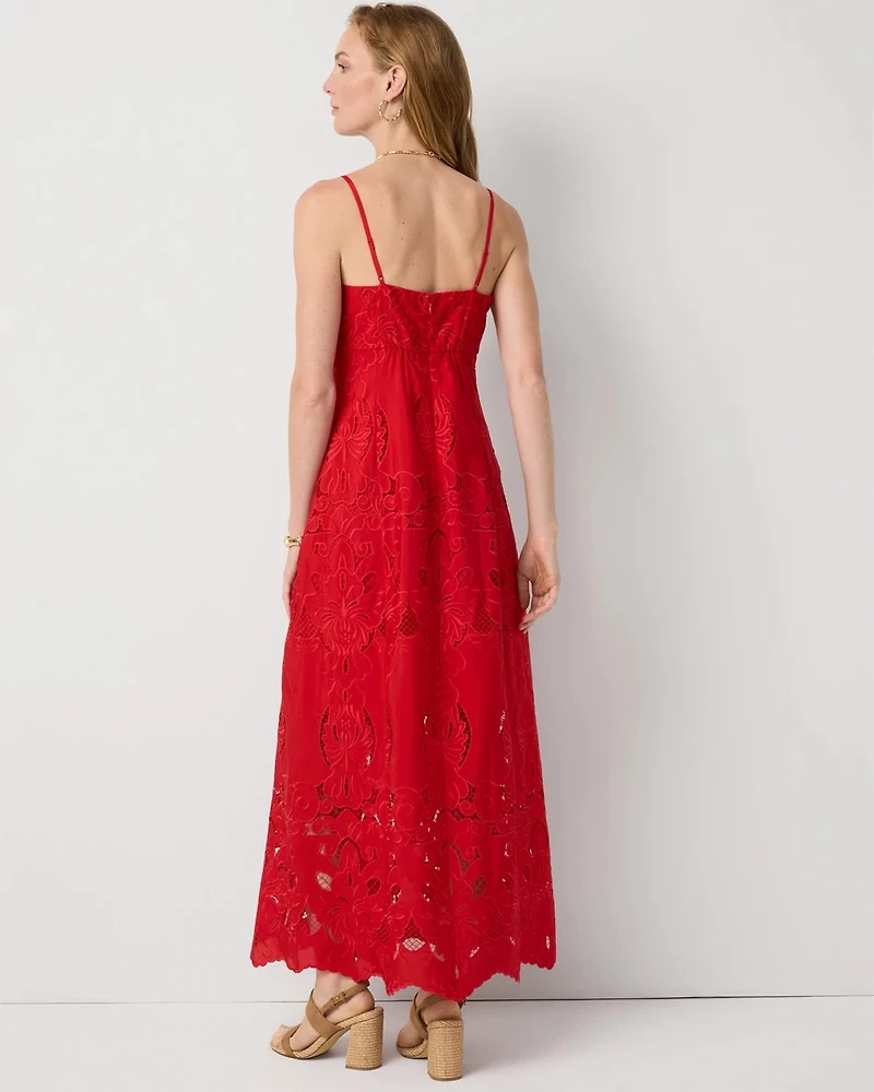 Eyelet Square Neck Maxi Dress