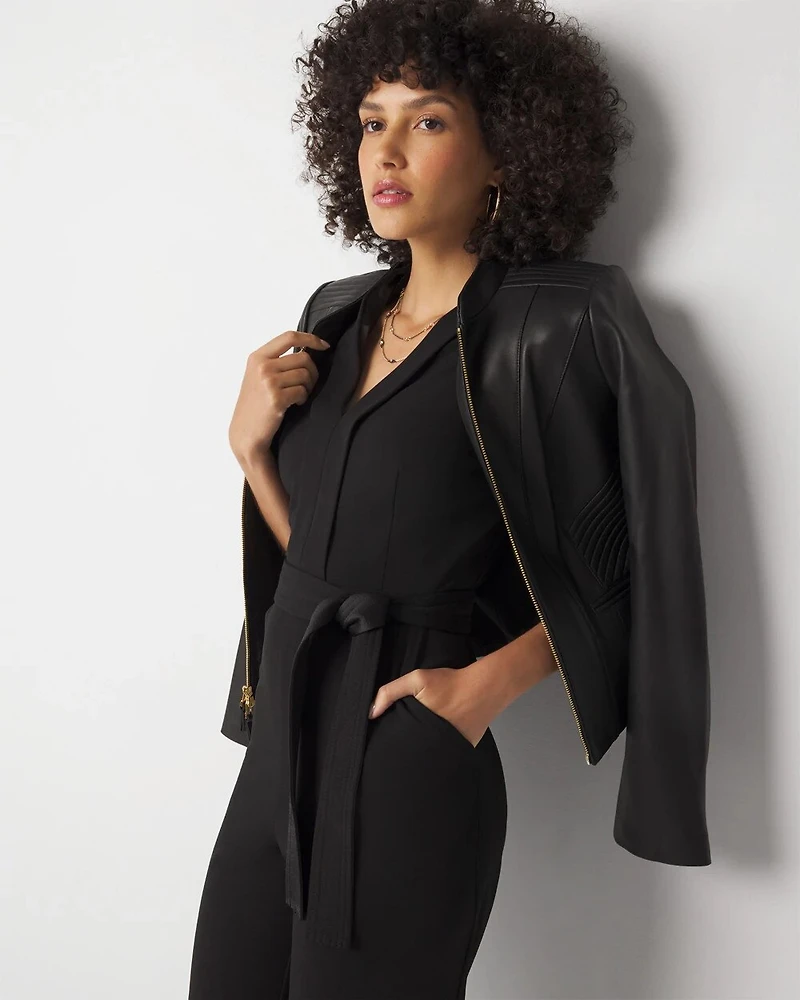 Petite Sleeveless Tie Waist Jumpsuit