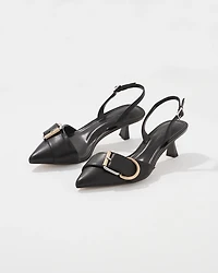Mixed Metal Black Slingback