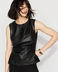 Faux Leather Draped Top