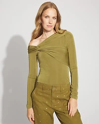 Draped Jersey Top with Twist Details