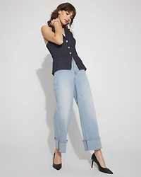 Petite Longline Halter Vest with Lace-Up Back