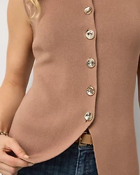Button Front Longline Sweater Vest