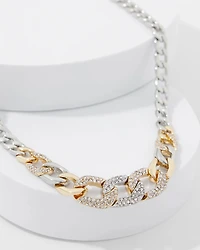Gold + Silver Pavé Link Necklace