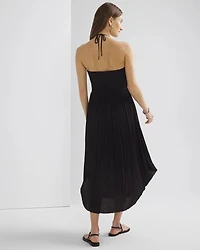 Strapless Pleated Tie-Waist Dress