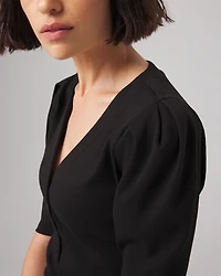 Pima Cotton Rib Elbow Sleeve Henley Tee