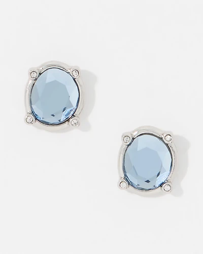 Denim Blue Glass Stone Stud Earrings