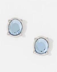 Denim Blue Glass Stone Stud Earrings