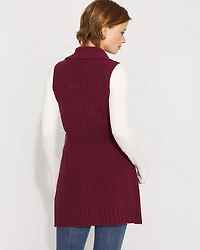 Bouclé Sleeveless Tie-Waist Sweater Vest
