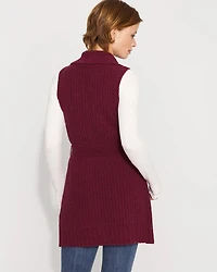 Bouclé Sleeveless Tie-Waist Sweater Vest
