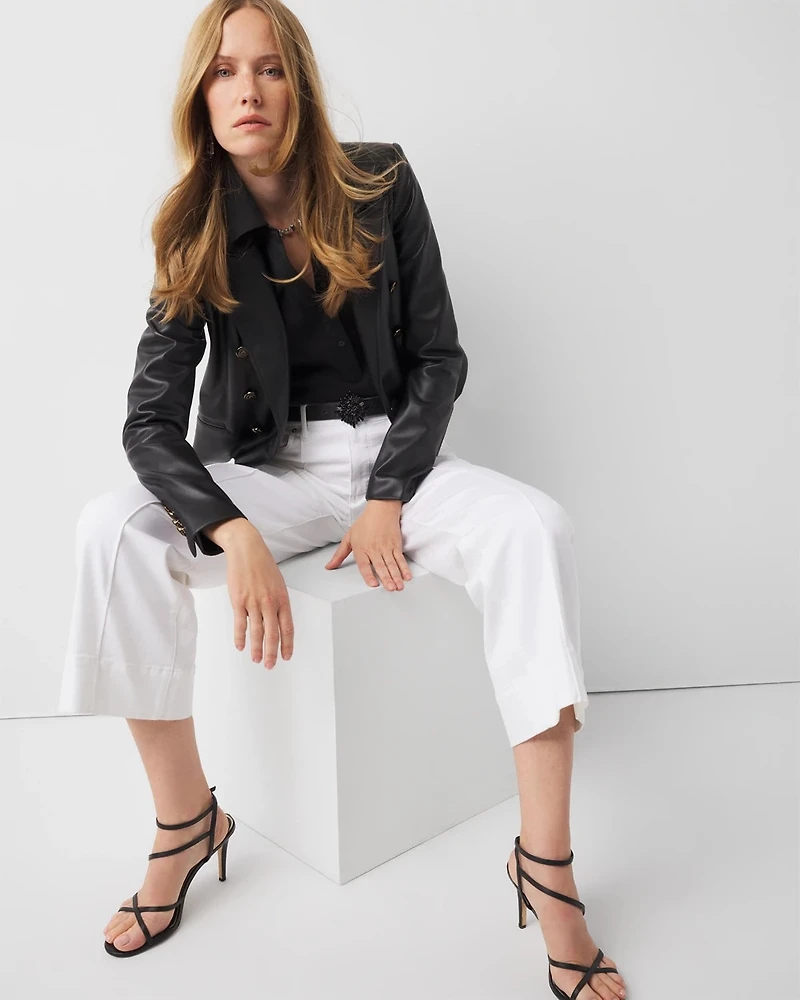 Petite High-Rise Wide Leg Cropped Jeans