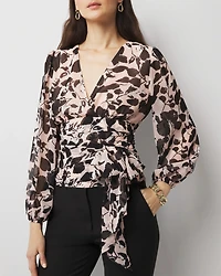 Tie-Waist Chiffon Blouse