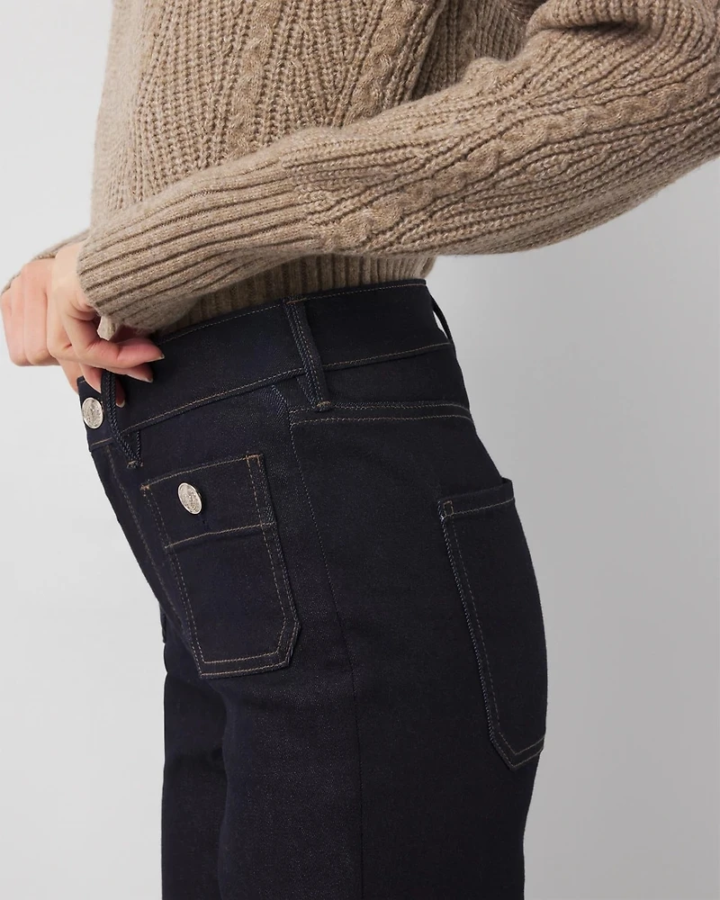 High-Rise Patch Pocket Bootcut Jeans