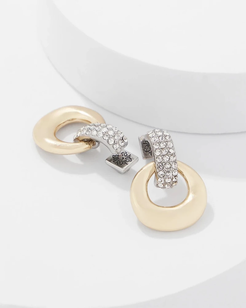 Pavé Drop-Hoop Earrings