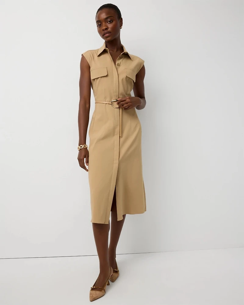 Belted Midi Shirt Dress
